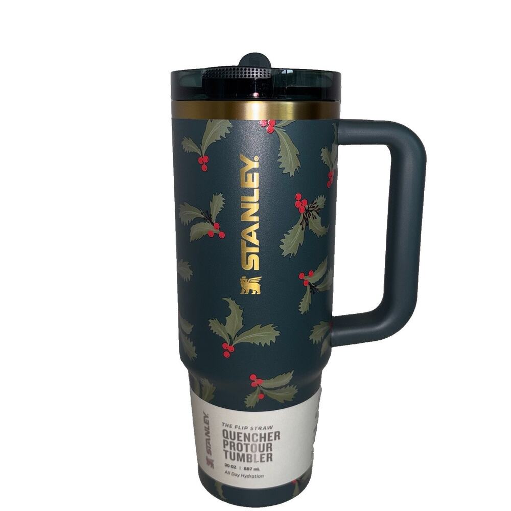 Stanley Christmas Holly 30oz Flip Straw Collection Quencer Protour Tumbler NEW